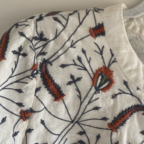 Embroidered Floral Print Linen Blend Jacket - Picture 3 of 12